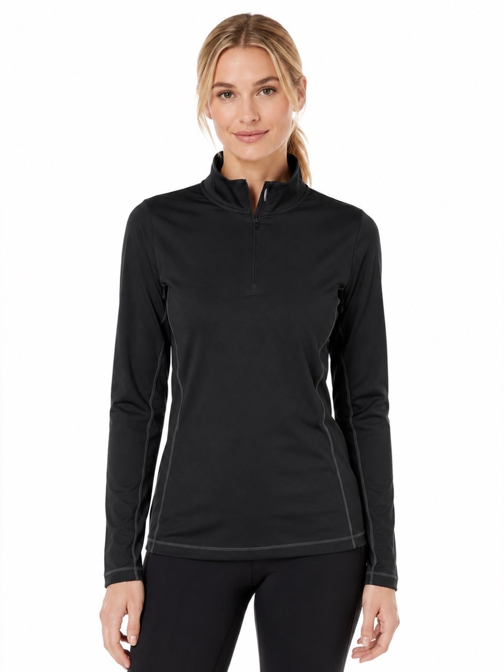 Sun Mountain Women's Second Layer 1/4 Zip Golf Pullover S Black Grey